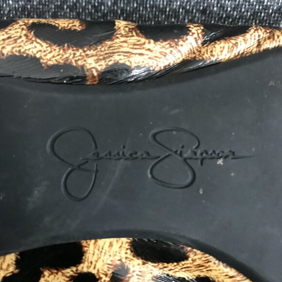 Jessica Simpson Black Brown Cheetah Print Slip On Ballet Flats Womens Size 7.5 B - Picture 7 of 8